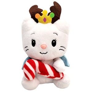 Dan Dee Angel Cat Reindeer Sugar Plush Kitty With Wings Candy Cane & Crown 6"